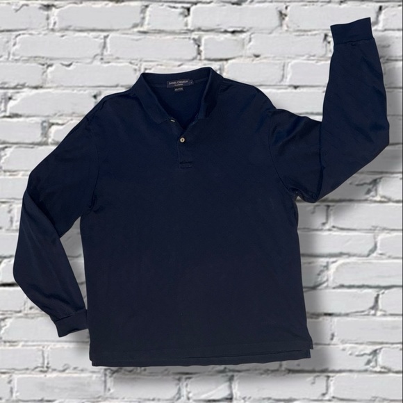 Daniel Cremieux Classic Fit Long Sleeve Polo  Men’s L Navy Blue Diamond Pattern - Picture 4 of 11
